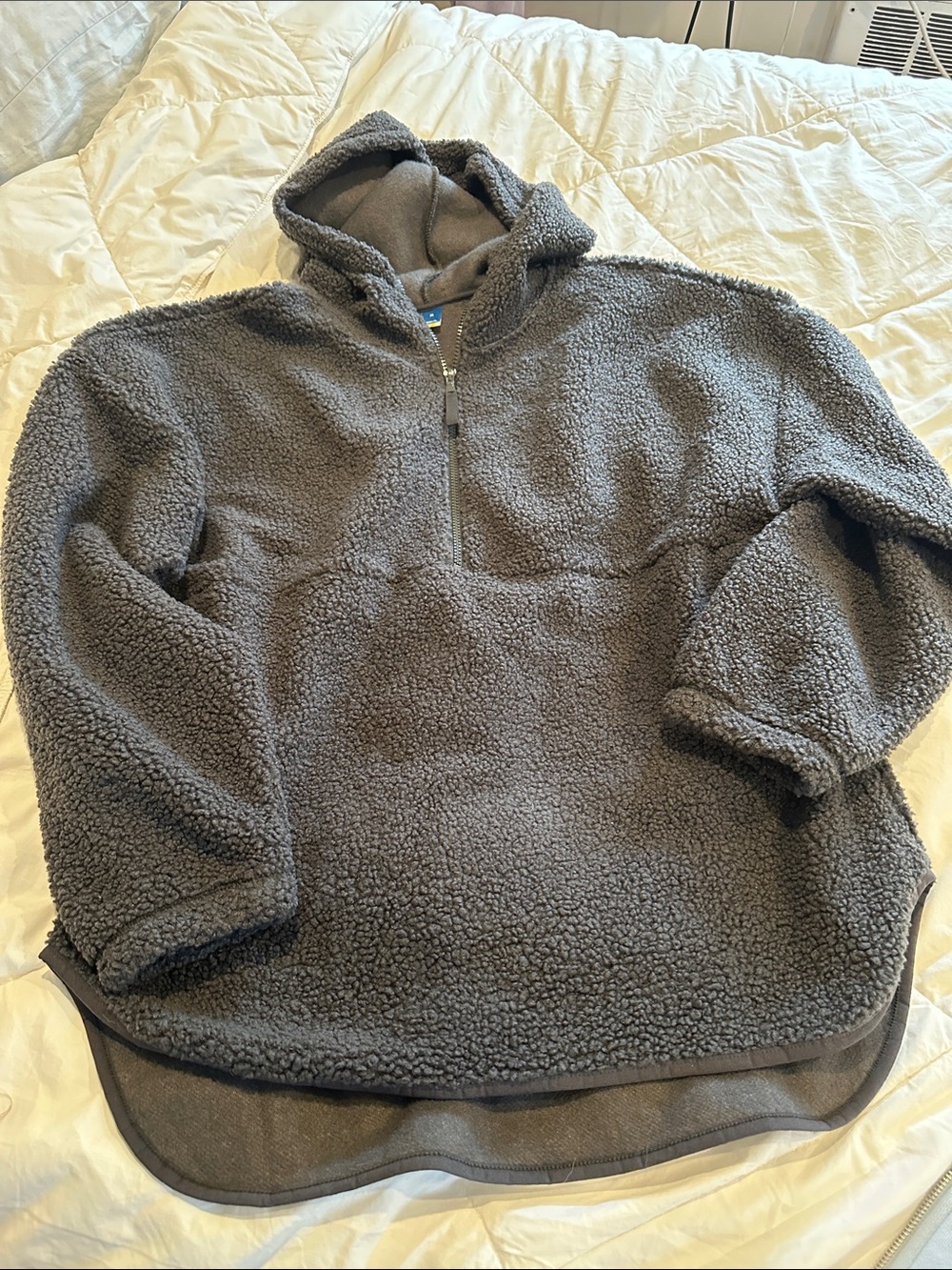 Women Gray Sherpa Hoodie Pullover